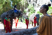 Alesha Dixon witnesses elephant riding in Thailand